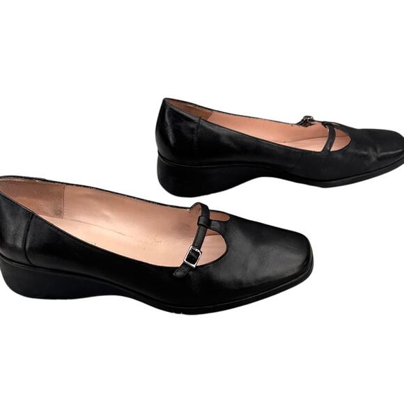 Dockers Vintage Black Leather Square Toe Wedge Heel Comfort Mary Jane Women 10 - Picture 5 of 7
